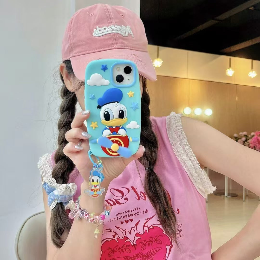 Flying Donald Duck Silicon Phone Case For iPhone 15 Plus (Universal Camera Cut)