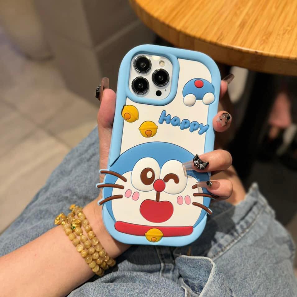 Happy Doraemon Silicon Phone Case For iPhone 13 Pro Max