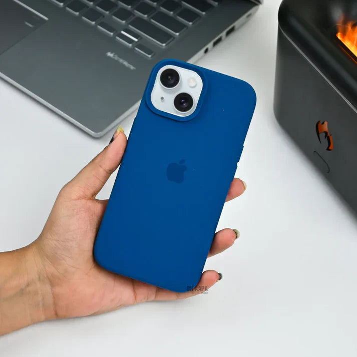 Original Blue Silicon Phone Cases For iPhone 16