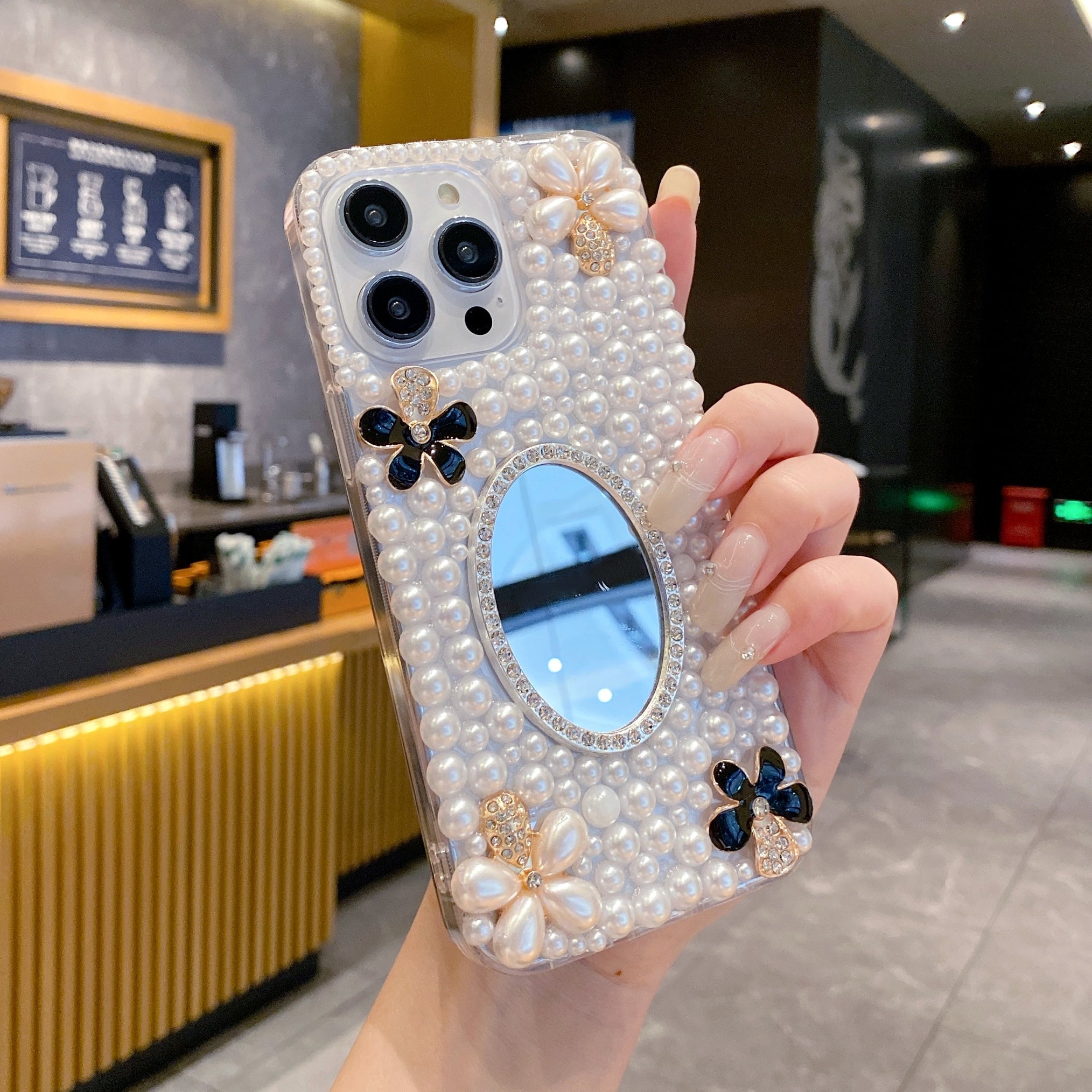 Pearl With Mirror Silicon Phone Case For iPhone 12