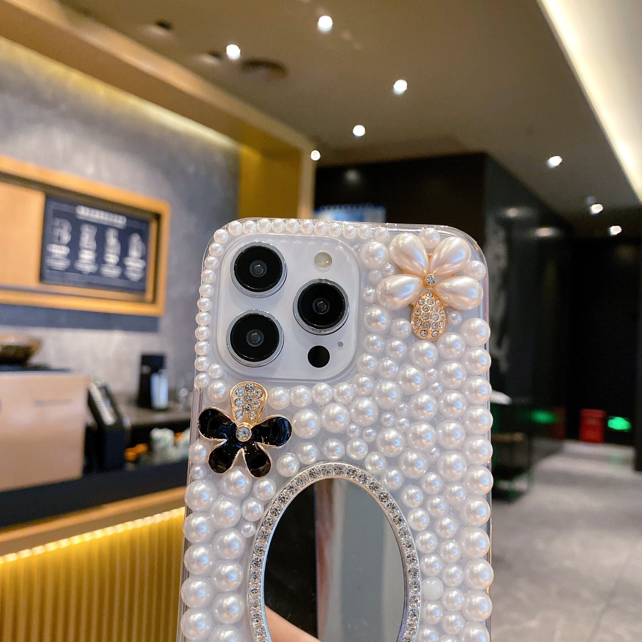 Pearl With Mirror Silicon Phone Case For iPhone 12