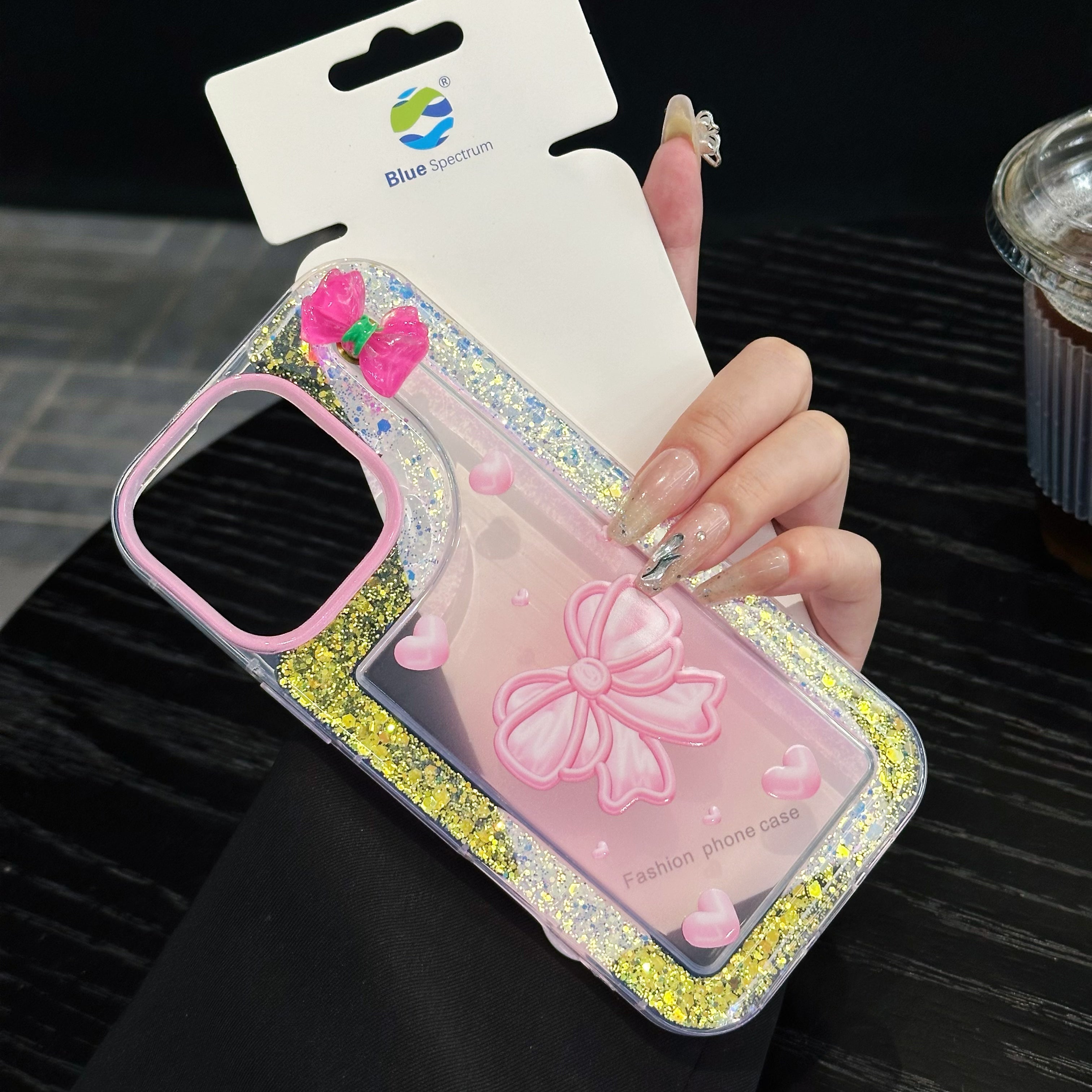 Pink Bow With Glitter Silicon Phone Case For iPhone 12