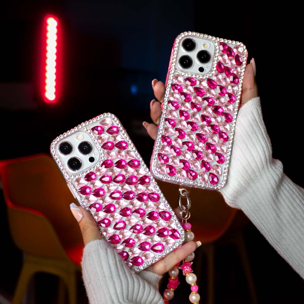 Pink Diamond With Pink Bracelet Silicon Phone Cases For iPhone 15 Pro Max