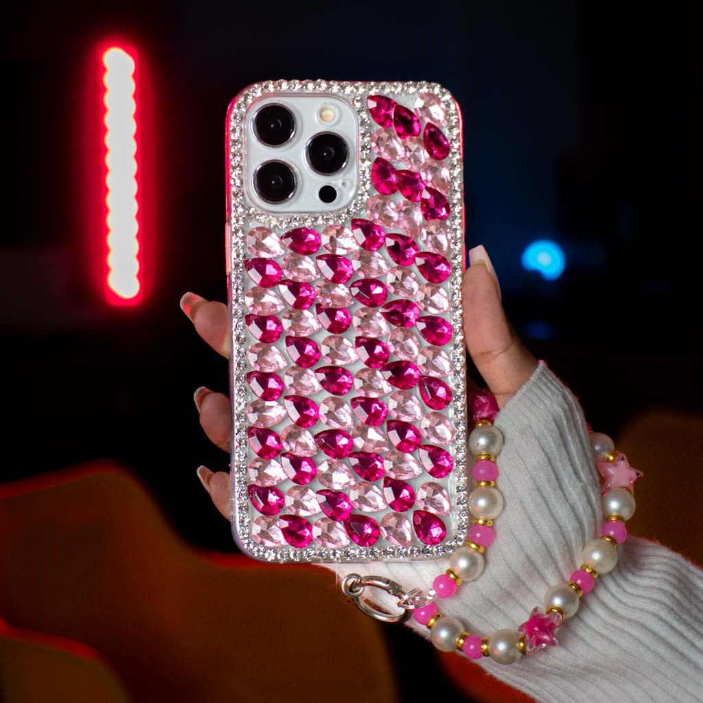 Pink Diamond With Pink Bracelet Silicon Phone Cases For iPhone 14