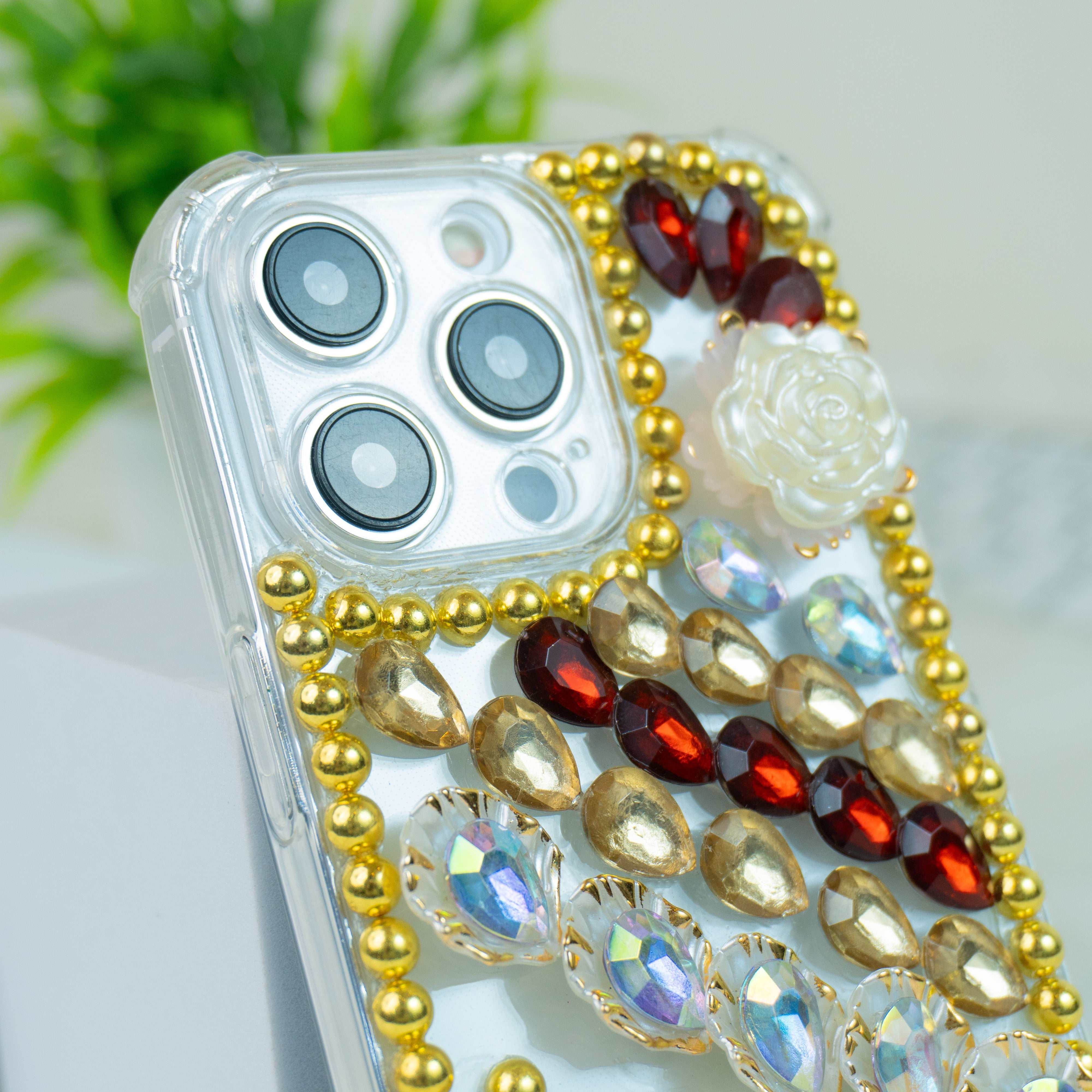Red-Gold Diamond Silicon Phone Cases For iPhone 13 Mini