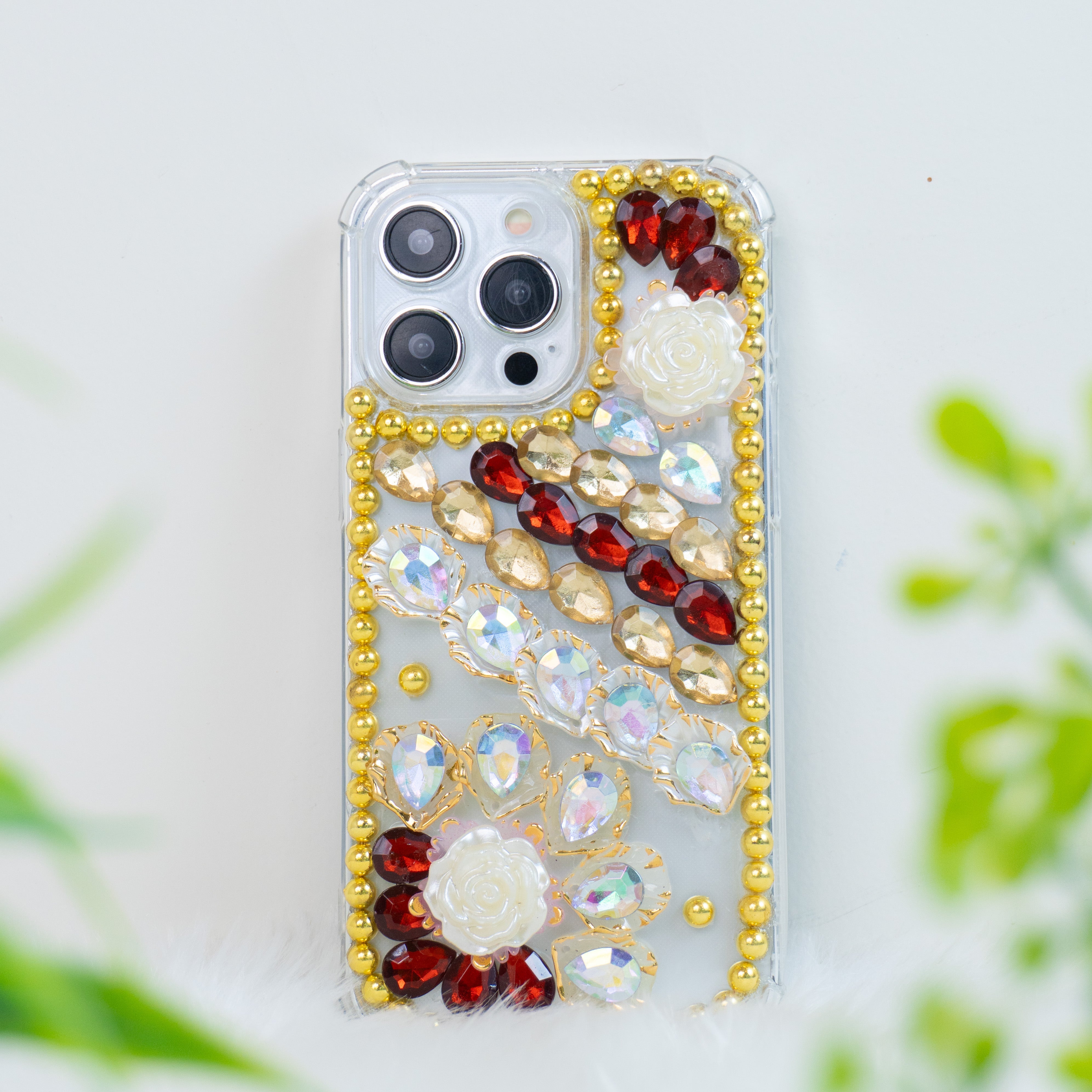 Red-Gold Diamond Silicon Phone Cases For iPhone 13 Mini
