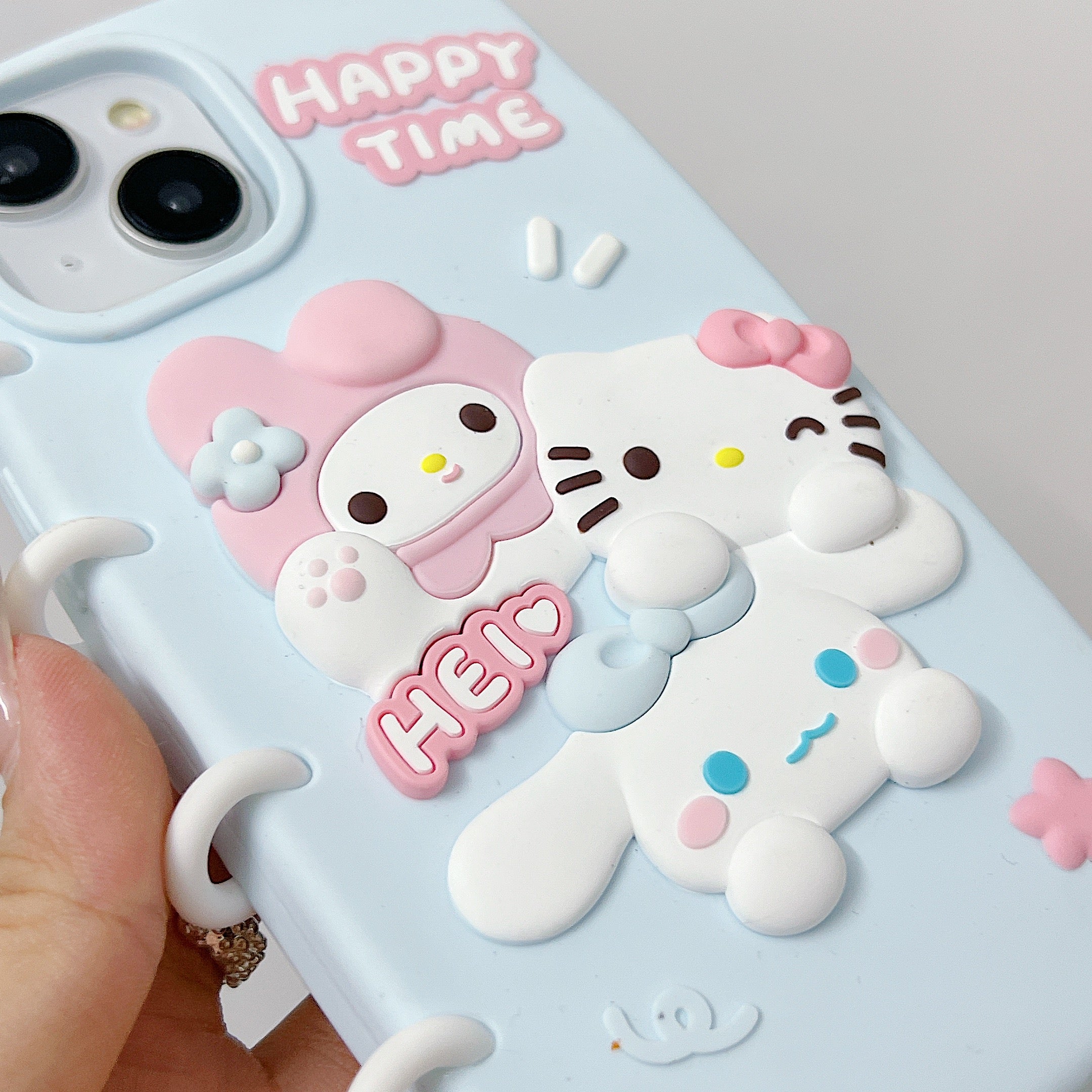 Spiral Happy Time Kitty Silicon Phone Case For iPhone 15 Plus
