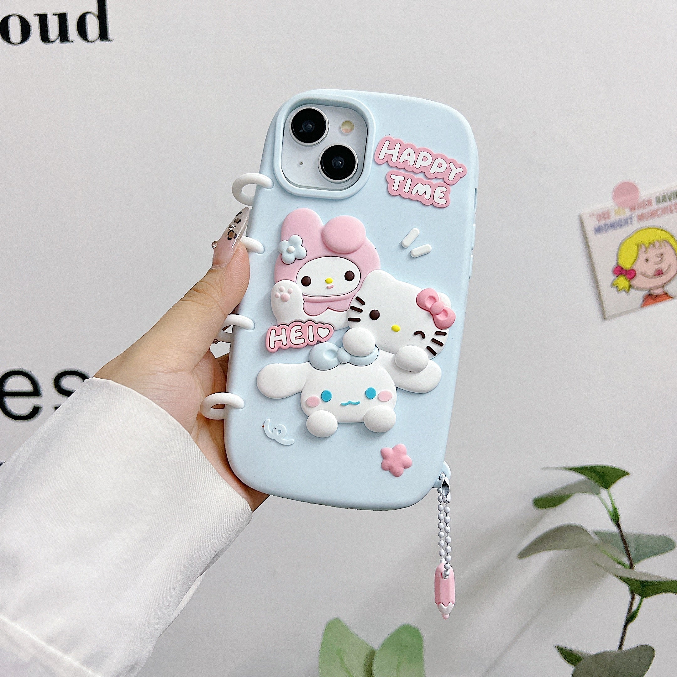 Spiral Happy Time Kitty Silicon Phone Case For iPhone 16