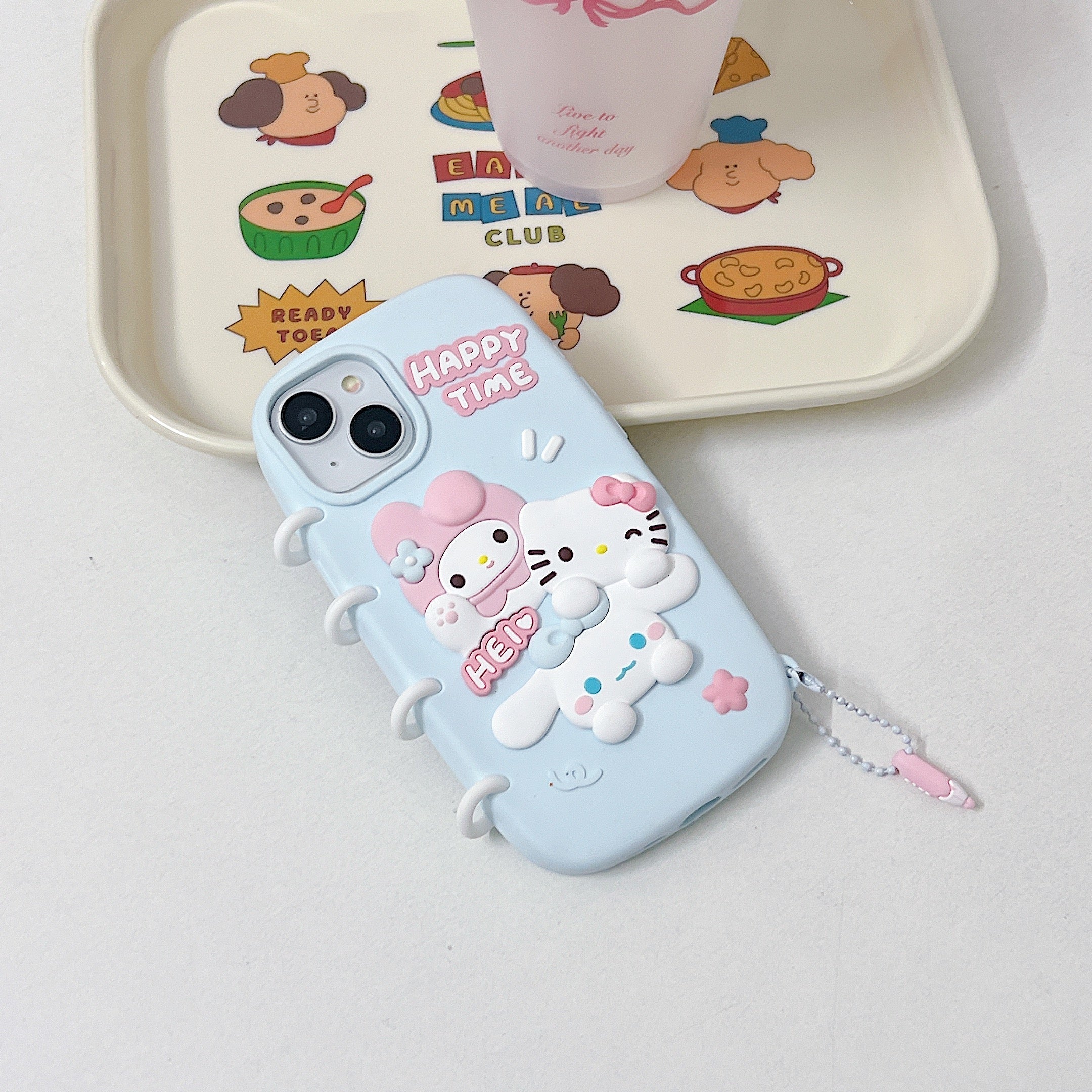Spiral Happy Time Kitty Silicon Phone Case For iPhone 16