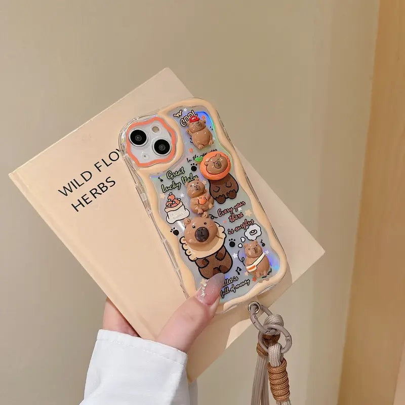 Lucky Toy Capybara Silicon Phone Cases For iPhone 15 Plus