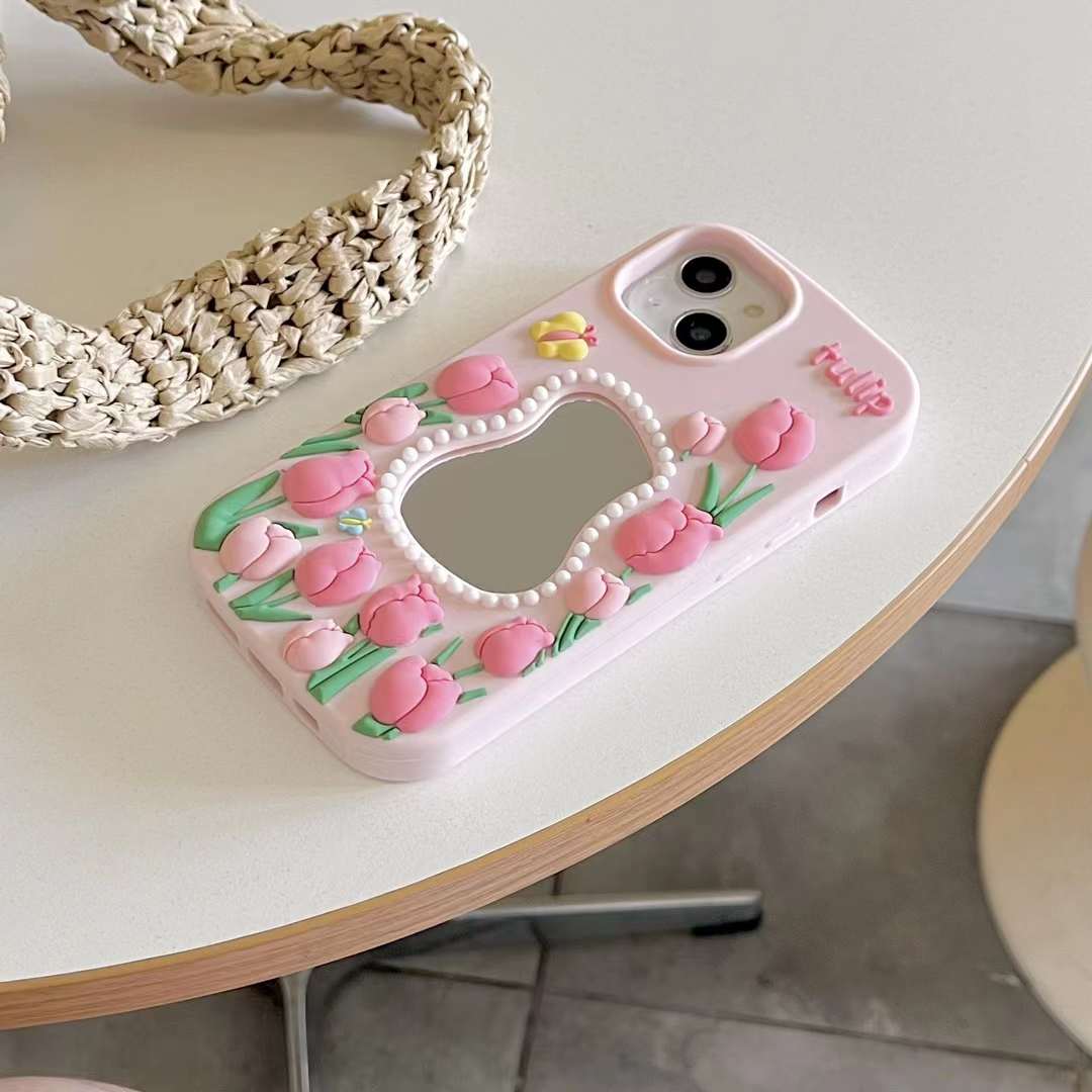 Tulip Mirror Silicon Phone Case For iPhone 12