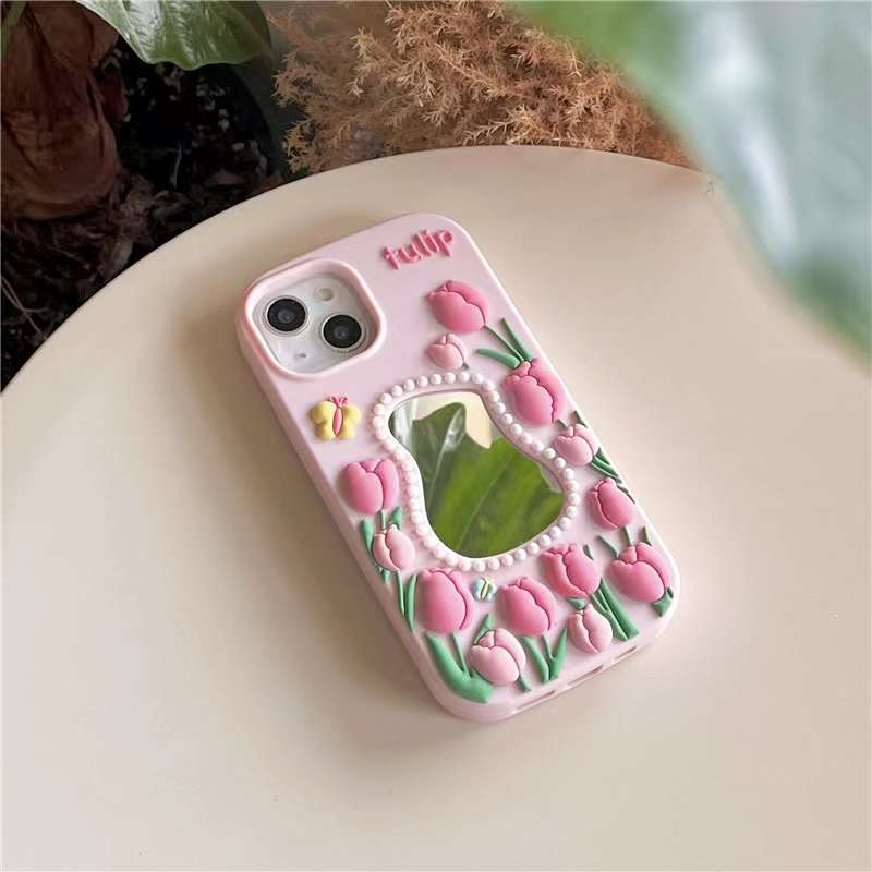 Tulip Mirror Silicon Phone Case For iPhone 16