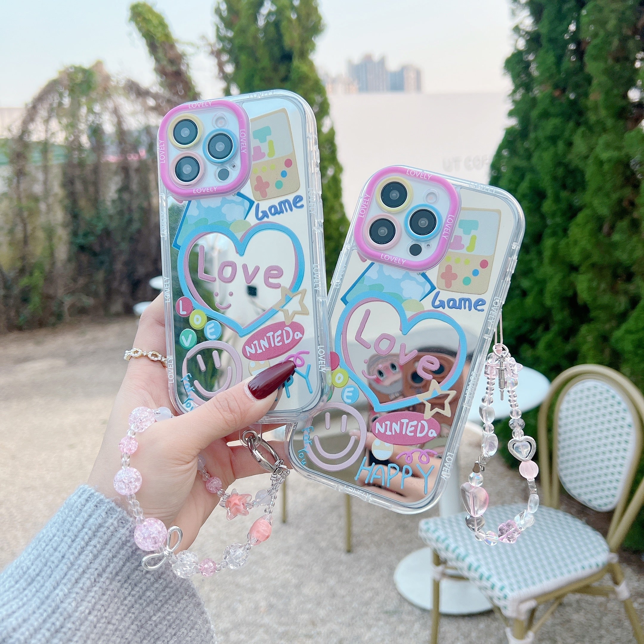 Love Game With Bracelet Mirror Silicon Phone Case For iPhone 12