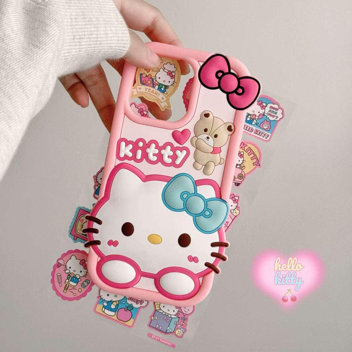 Bow Bear Kitty Silicon Phone Case For iPhone 15 Plus