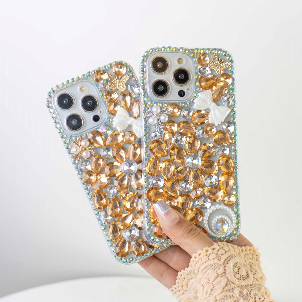 Golden Flower Silicon Phone Cases For iPhone 15 Plus
