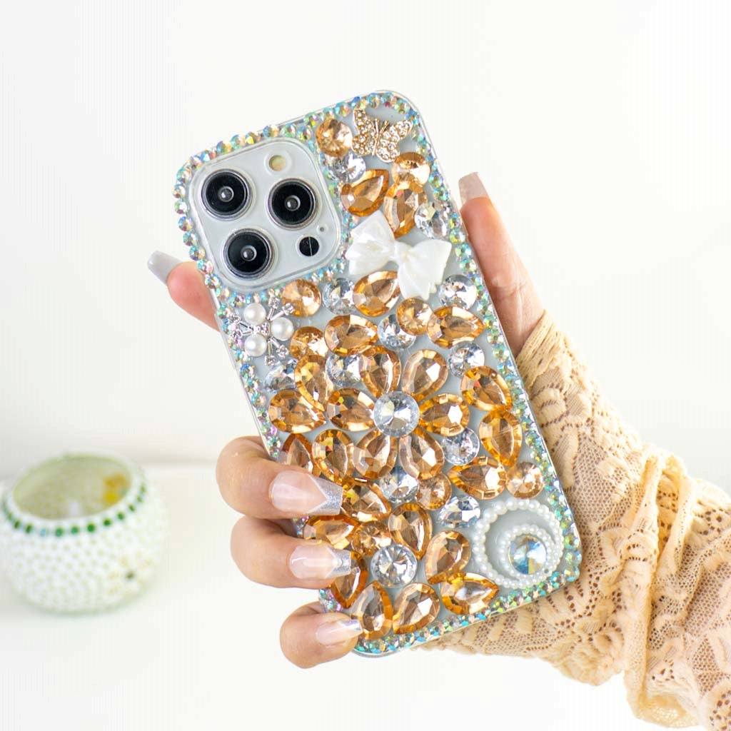 Golden Flower Silicon Phone Cases For iPhone 13 Mini