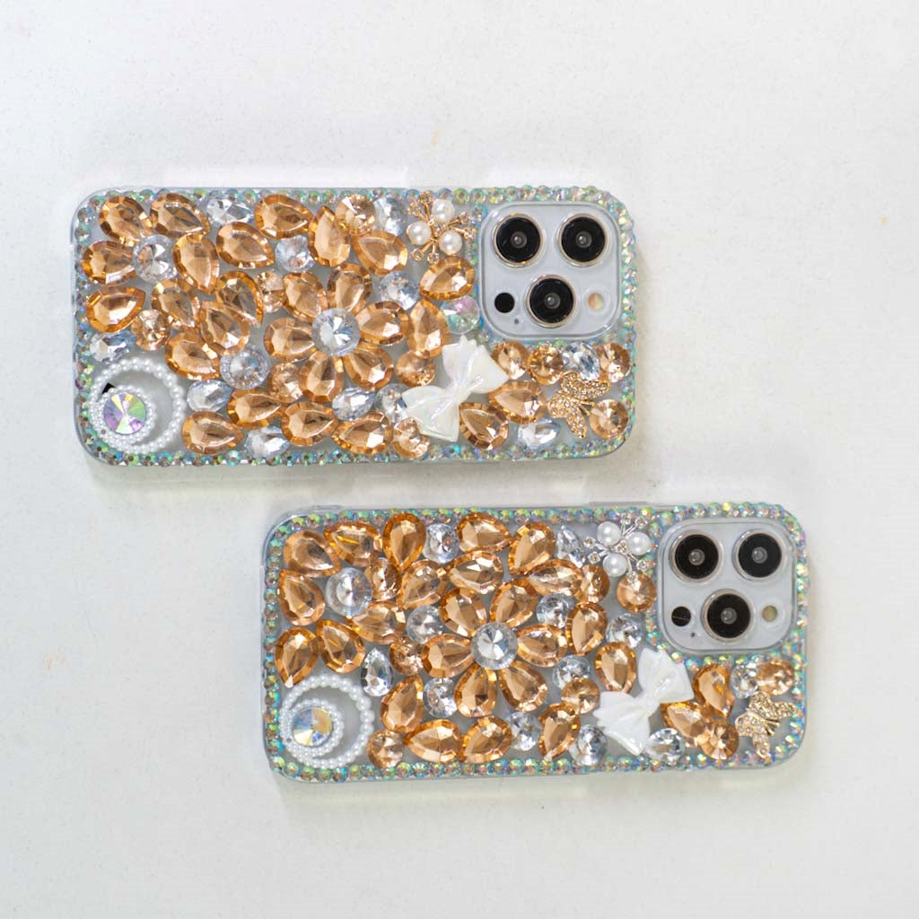 Golden Flower Silicon Phone Cases For iPhone 14