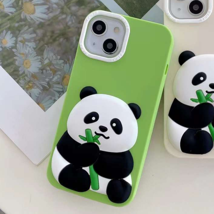 Panda With BamBoo Silicon Phone Cases For iPhone 14
