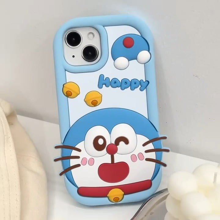 Happy Doraemon Silicon Phone Case For iPhone 14