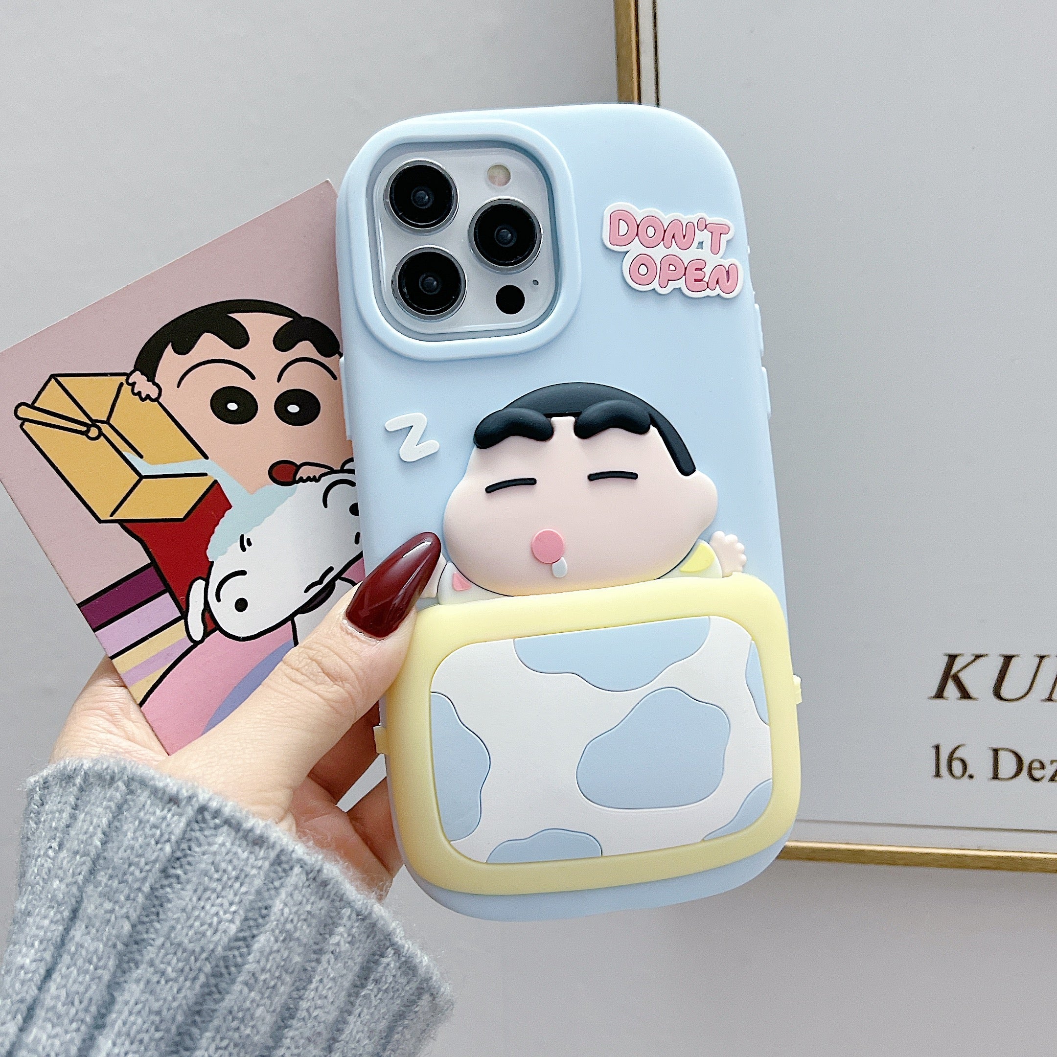 Don't Open Shinchan Silicon Phone Case For iPhone 15 Plus