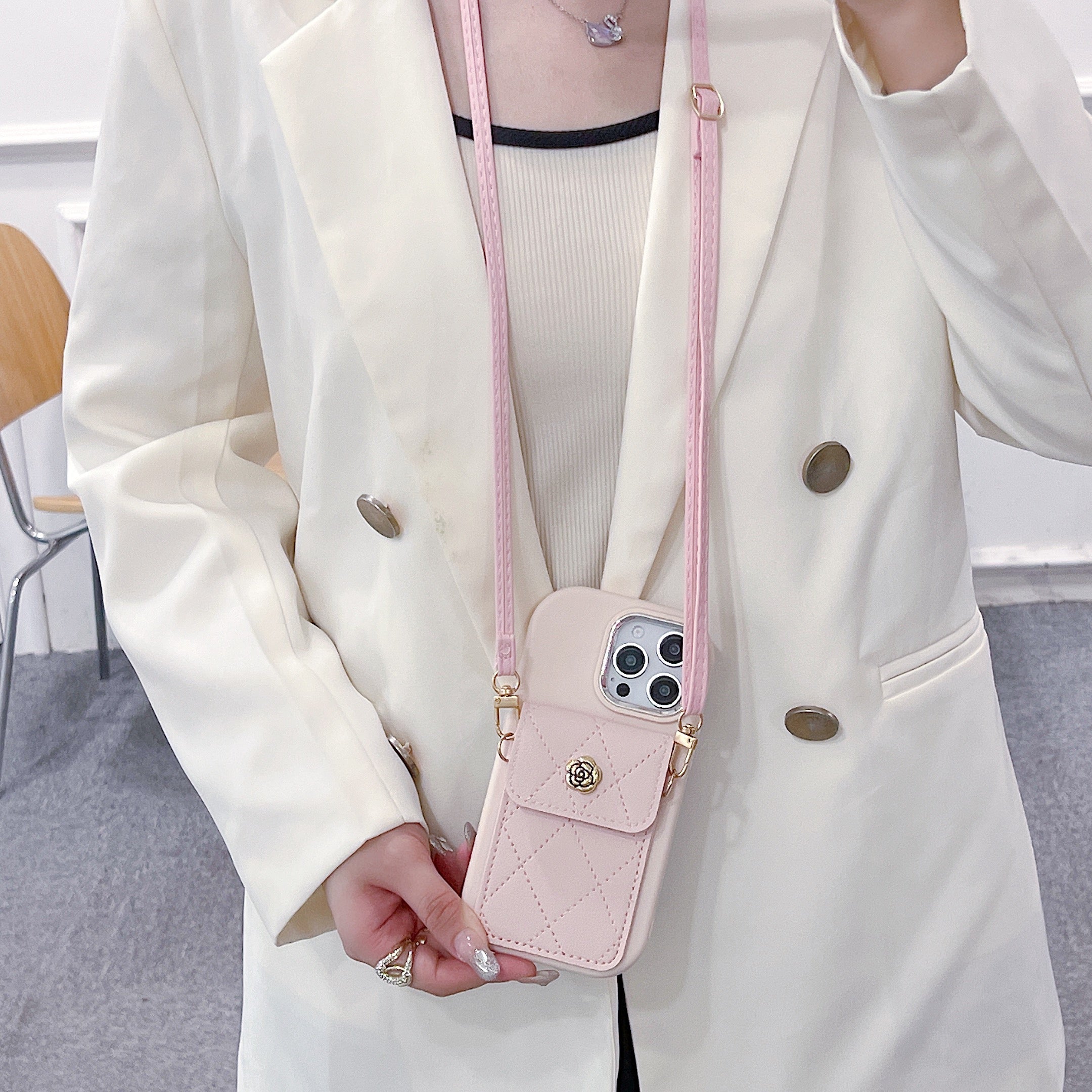 Pink Silicon Phone Case With Card-Cash Wallet For iPhone 12