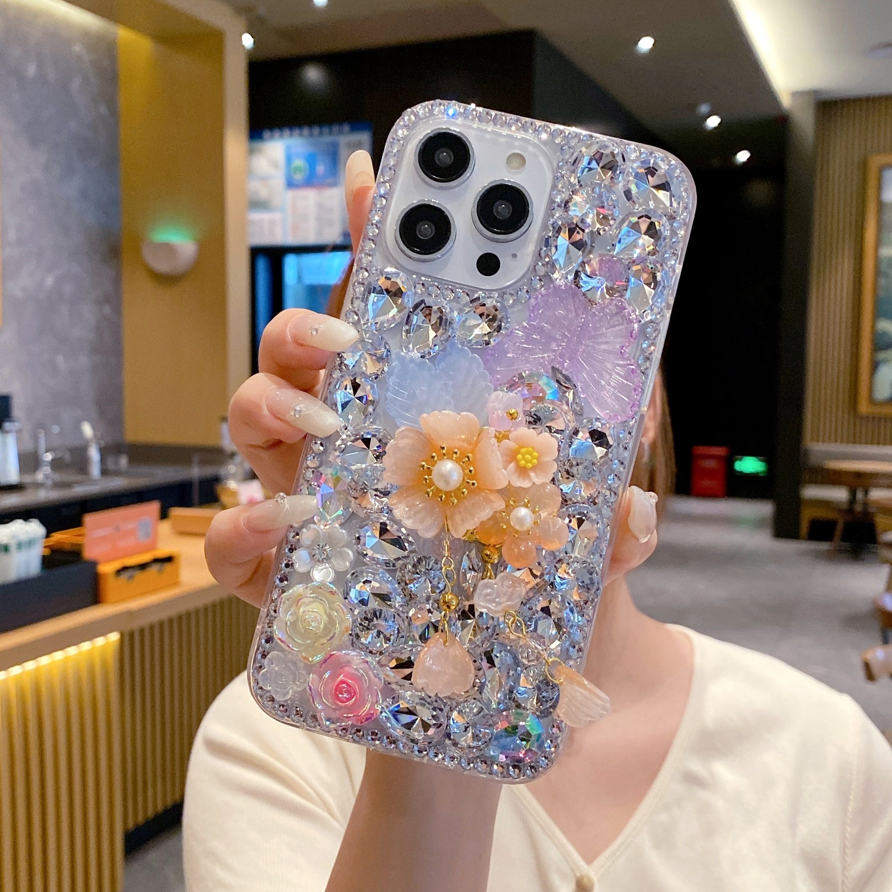 Orange Sheal Flower With Pearl Silicon Phone Case For iPhone 12