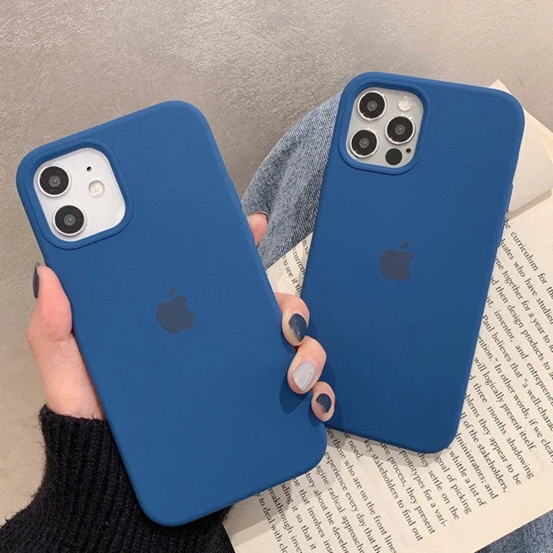 Original Blue Silicon Phone Cases For iPhone 16 Pro Max