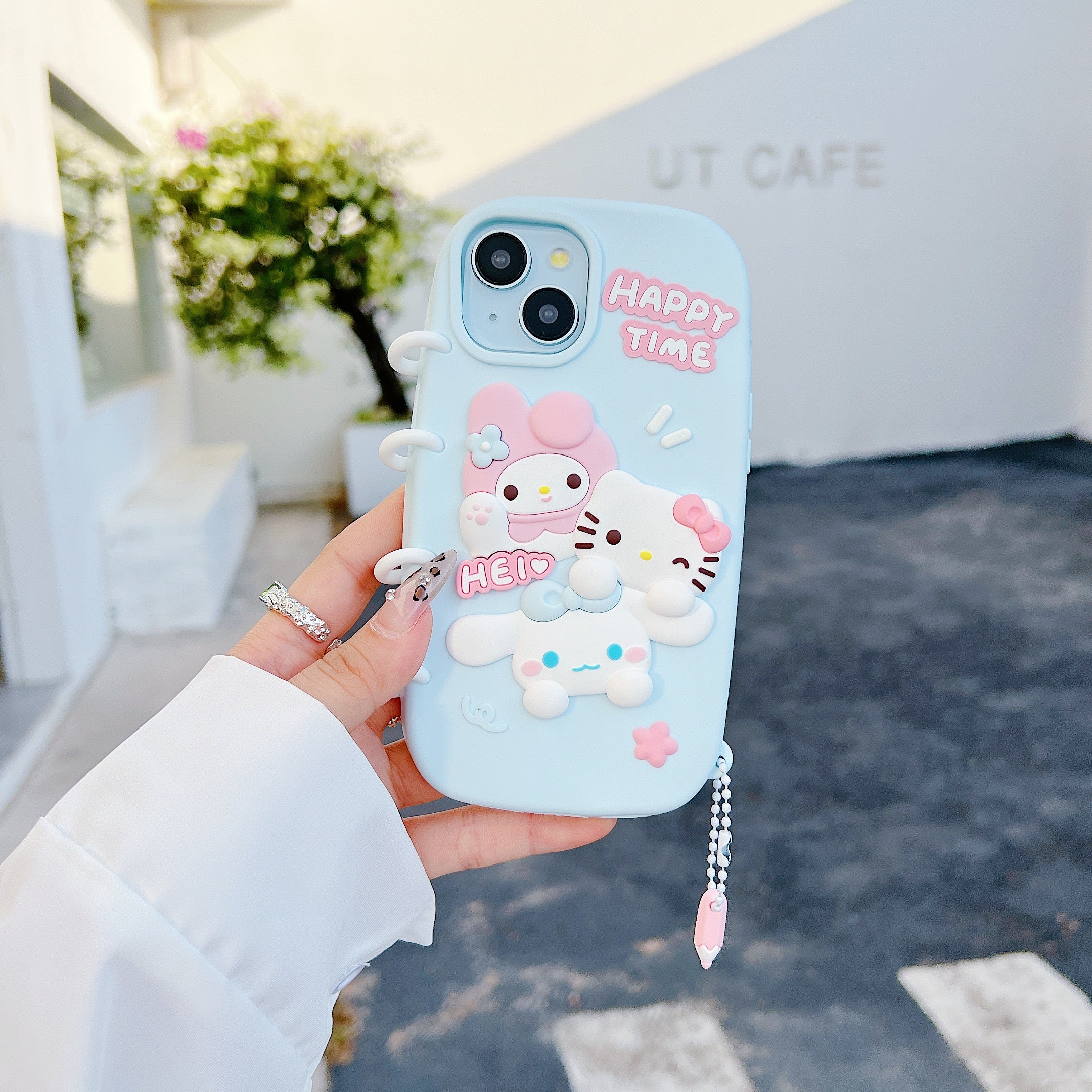 Spiral Happy Time Kitty Silicon Phone Case For iPhone 16