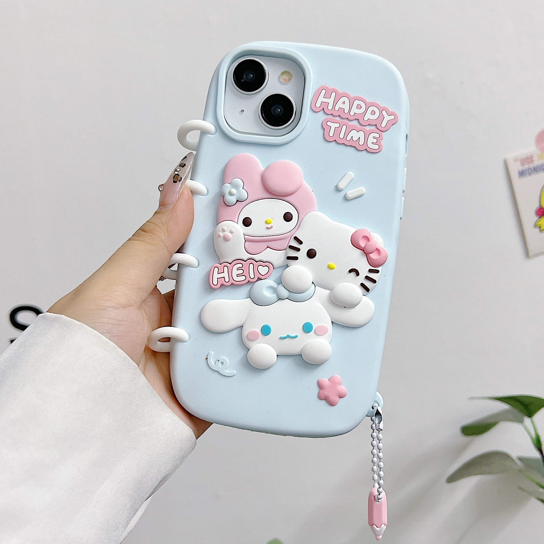 Spiral Happy Time Kitty Silicon Phone Case For iPhone 16