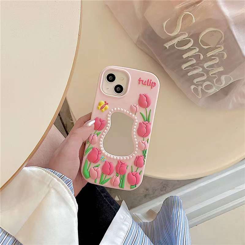 Tulip Mirror Silicon Phone Case For iPhone 12