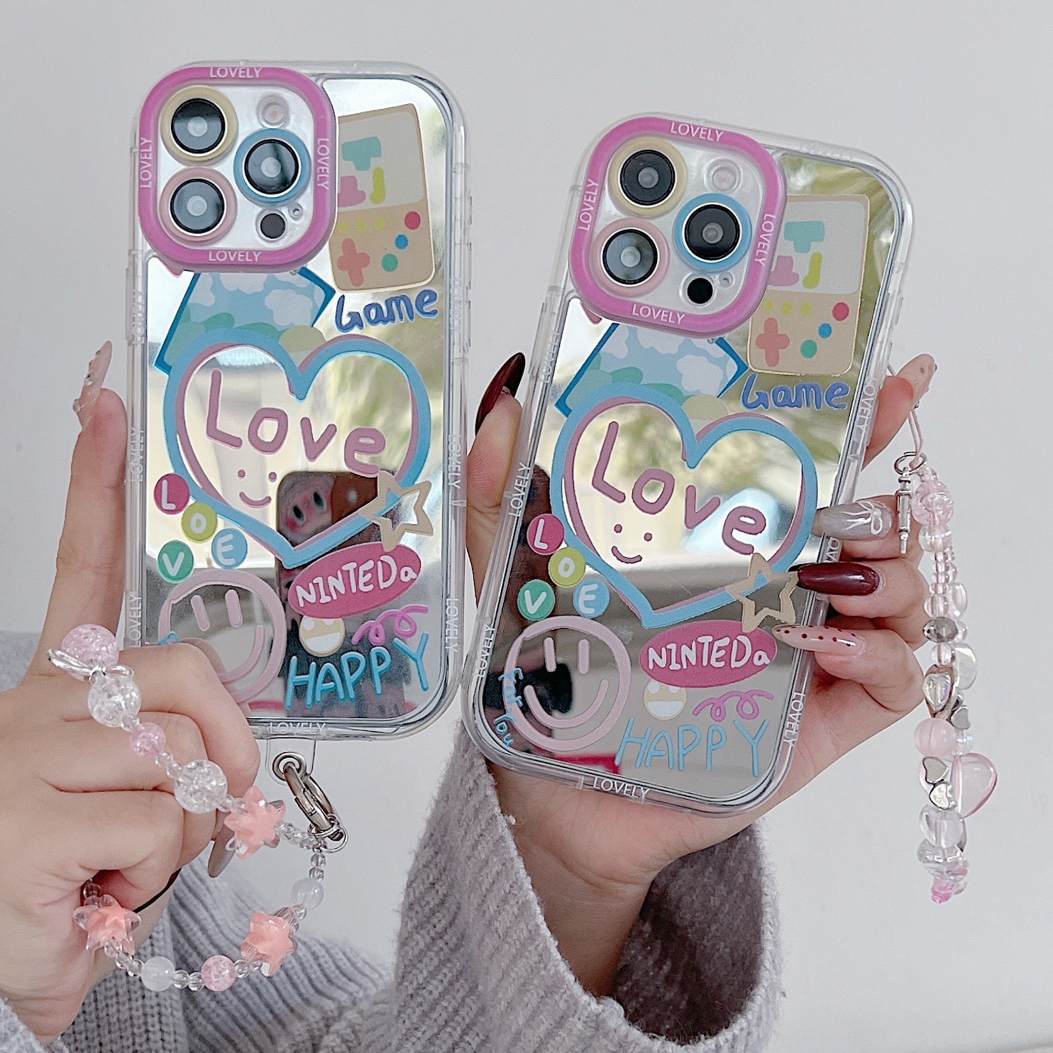 Love Game With Bracelet Mirror Silicon Phone Case For iPhone 12