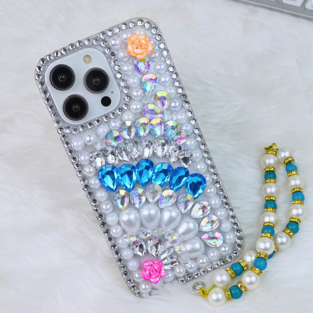 Blue Diamond With Charm Silicon Phone Cases For iPhone 16