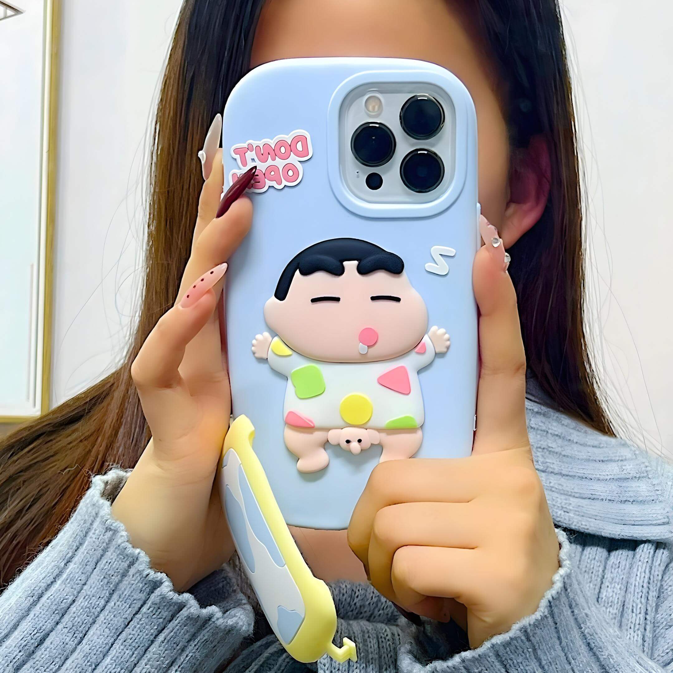 Don't Open Shinchan Silicon Phone Case For iPhone 16 Pro Max
