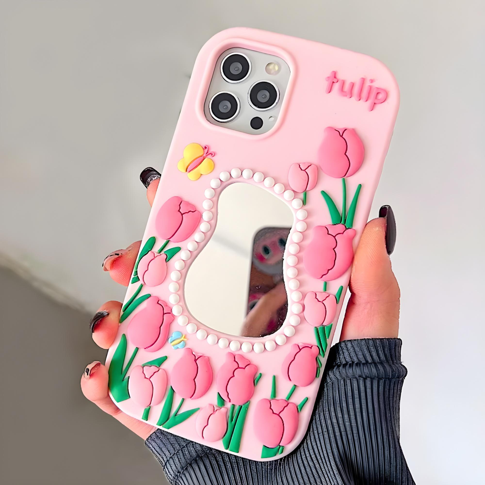 Tulip Mirror Silicon Phone Case For iPhone 15 Plus (Universal Camera Cut)